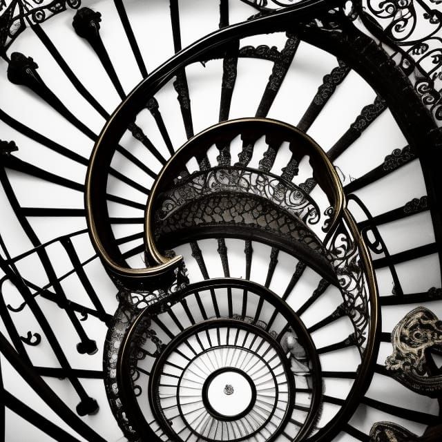 Endless Golden Gothic Spiral Staircase