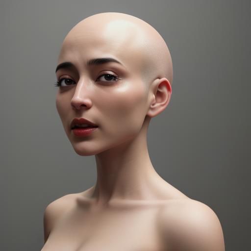 Emotional Portrait of a Bald Girl Crying