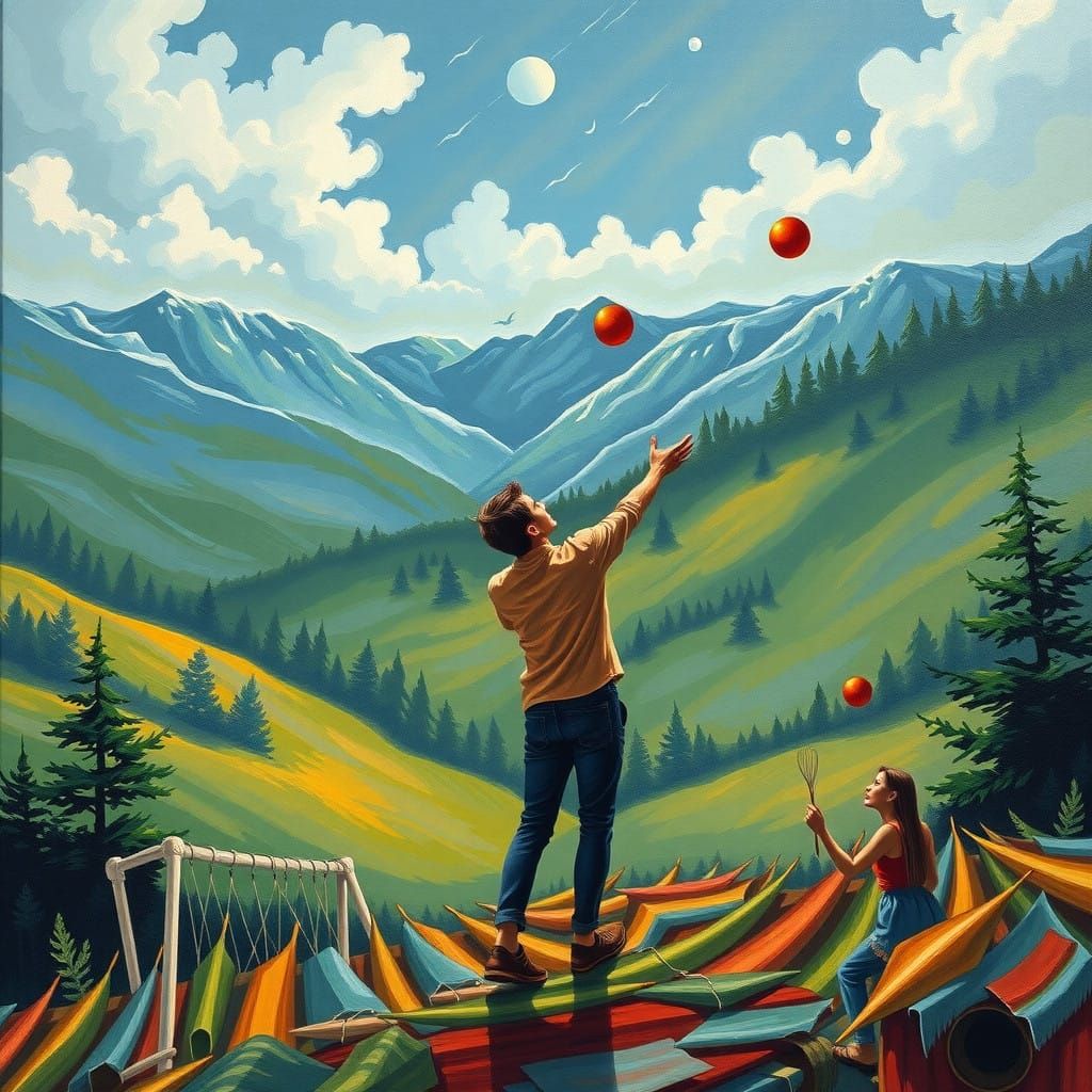 Colorful Juggler in Vibrant Circus Setting