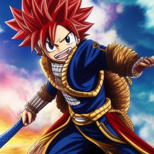 Hyper Detailed Anime Illustration of Natsu Dragneel
