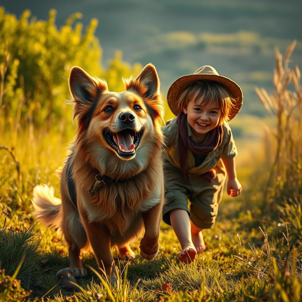 Joyful Rural Scene in Splash Art Style