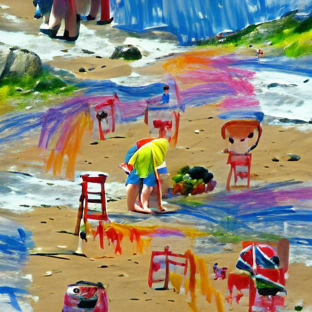 A colourful summer day at the beach made by a Kid