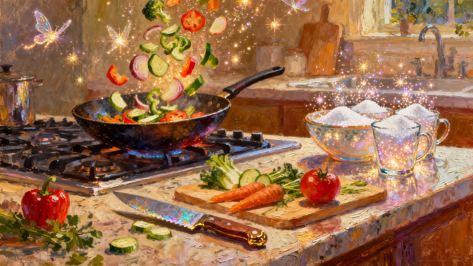 Magical Stir Fry Preparation Oil Painting