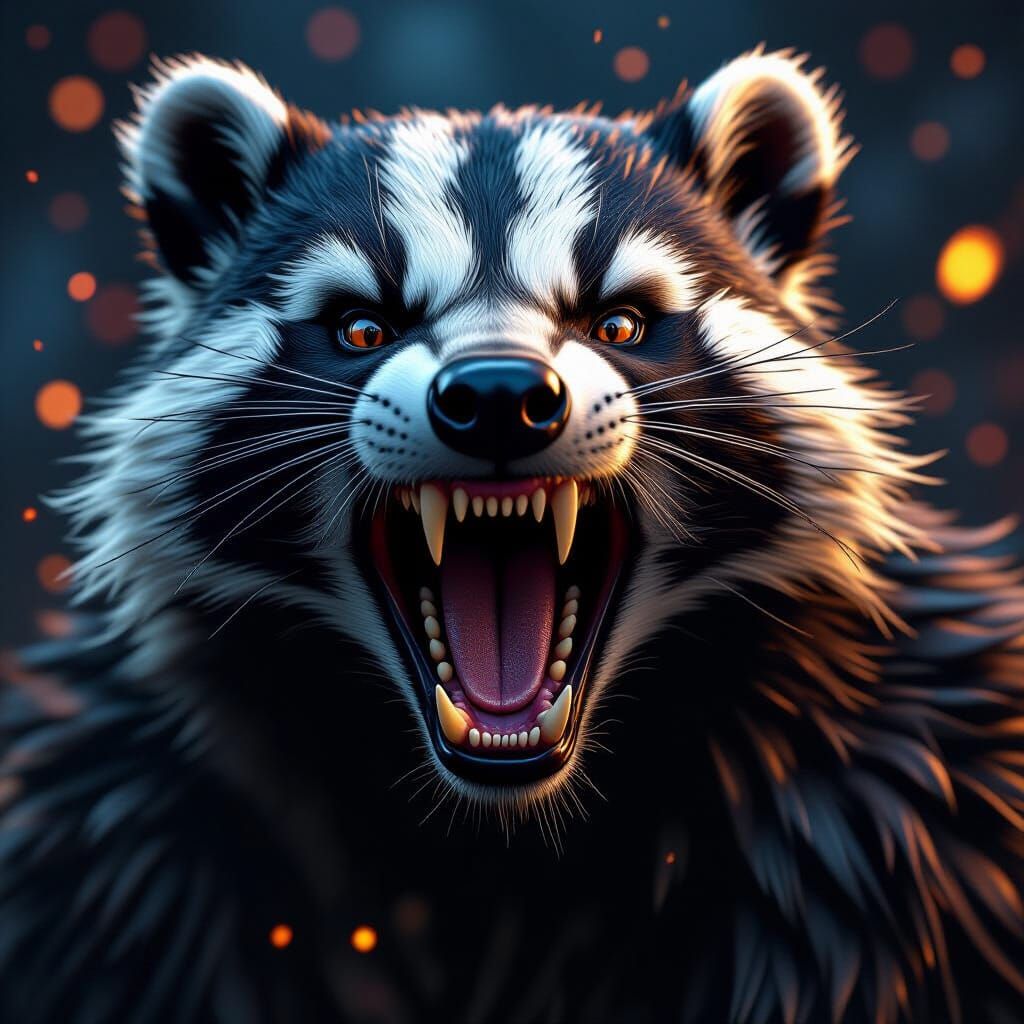 Fierce Badger Portrait in Dark Fantasy Style