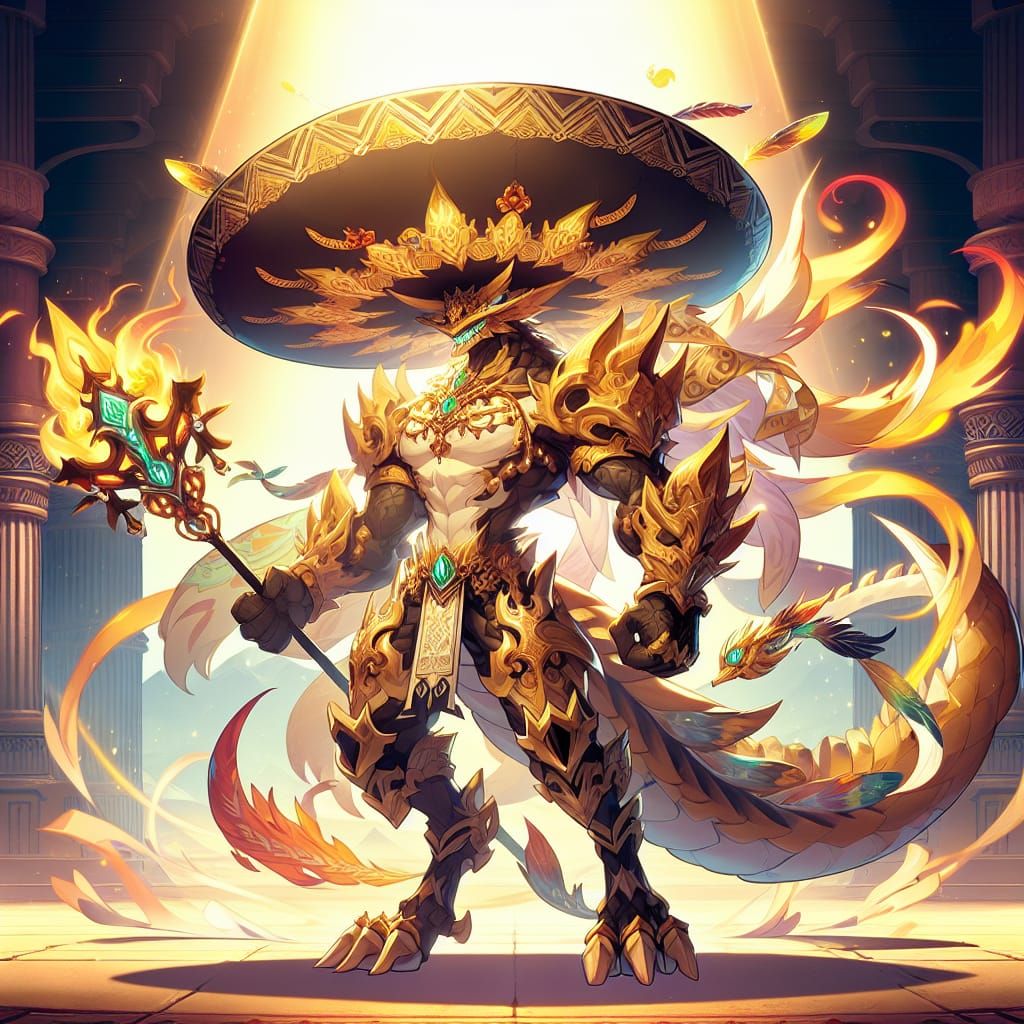 Legendary Sombrero Digimon Evolution in Manga Style