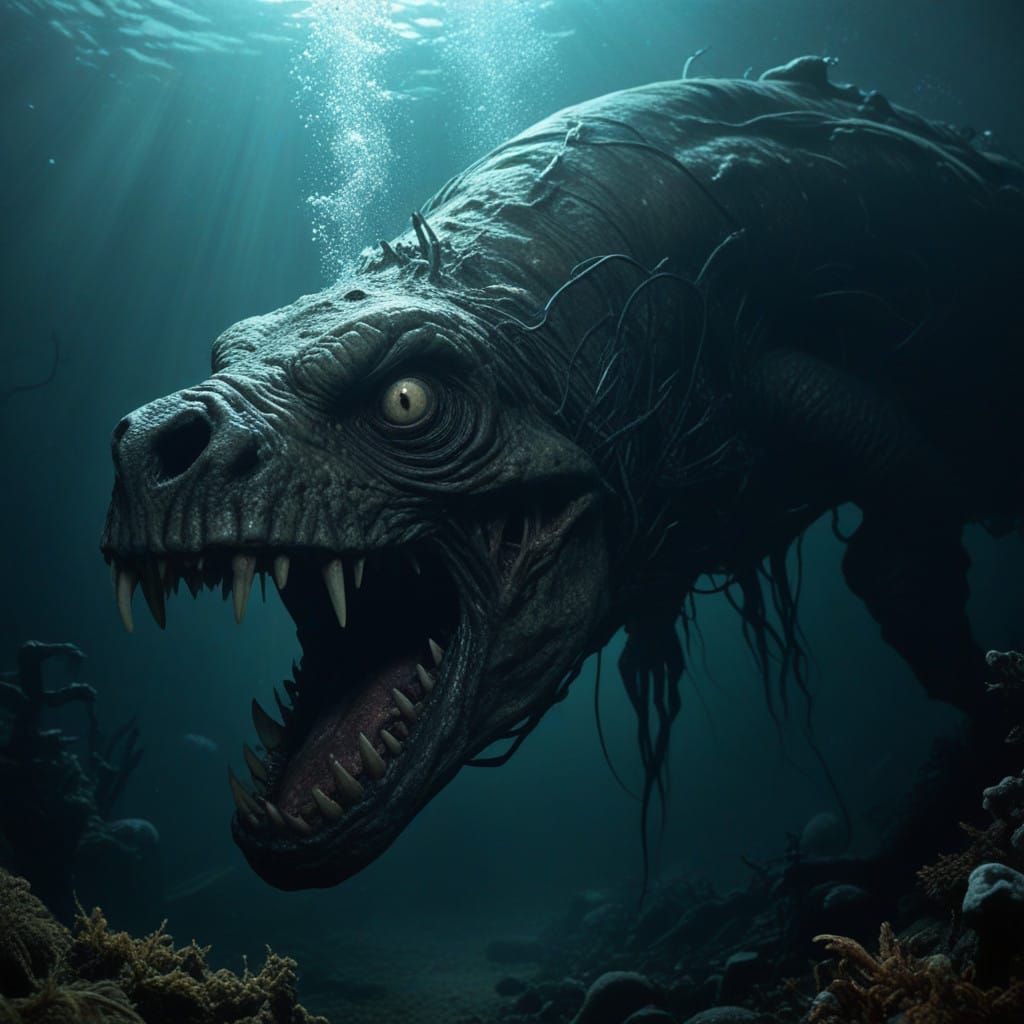 Elongated Creature of Terror in Dark Waters