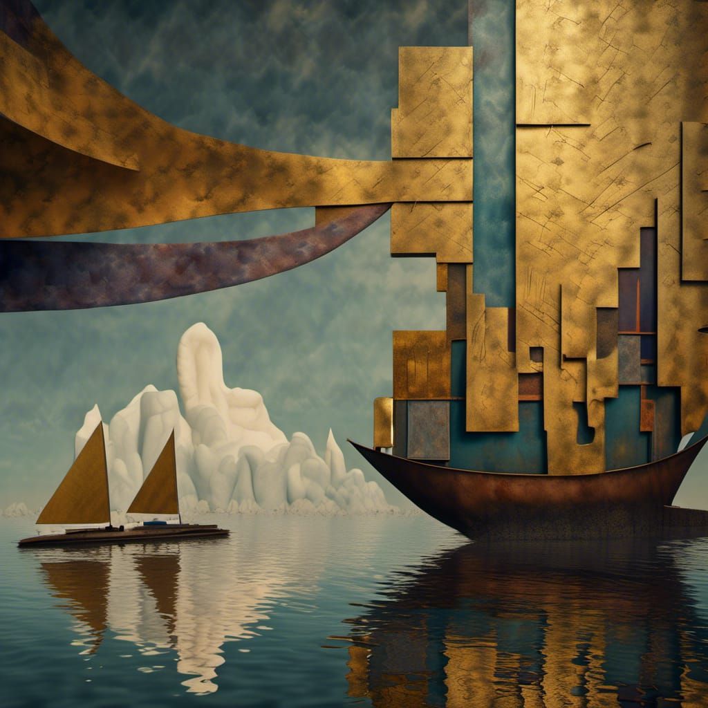 Golden Abstract Blending Cycles: Hyperrealistic Matte Painti...