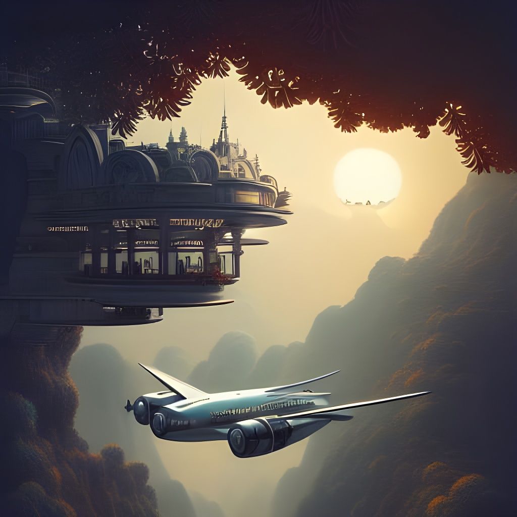 Retrofuturistic Air Travel Illustration