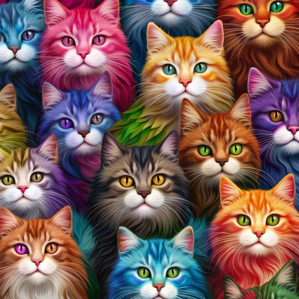 Colorful Cats in Digital Art Style
