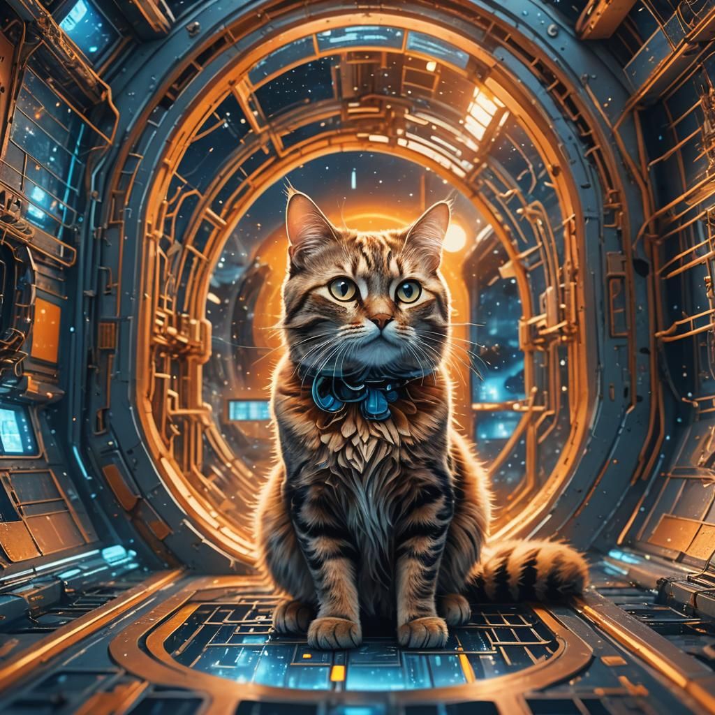Cat Purring on a Space Station