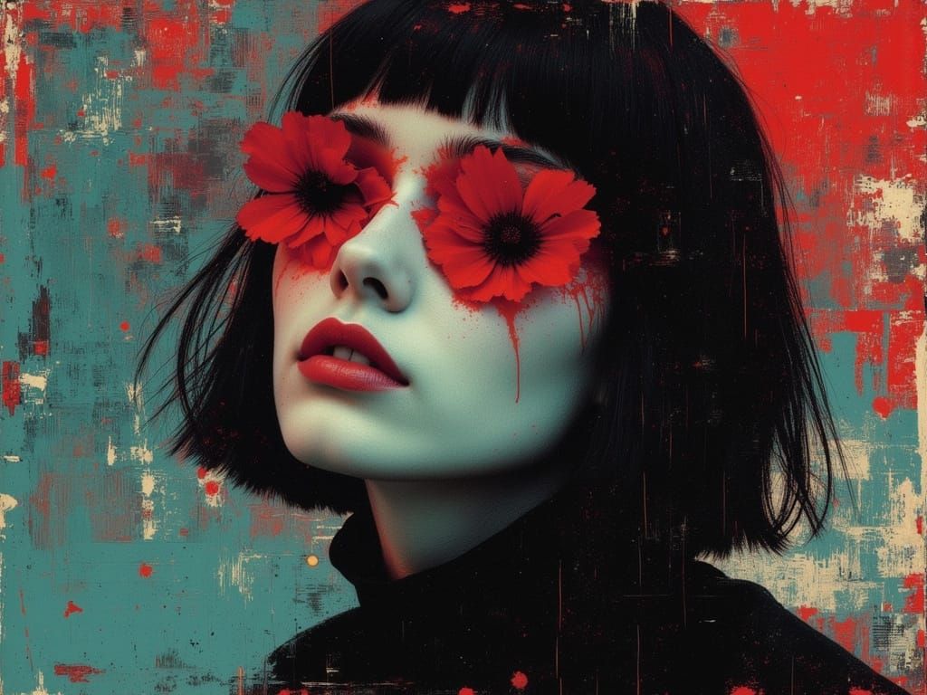 Ethereal Gothicpunk Woman in Surreal Abstract Style