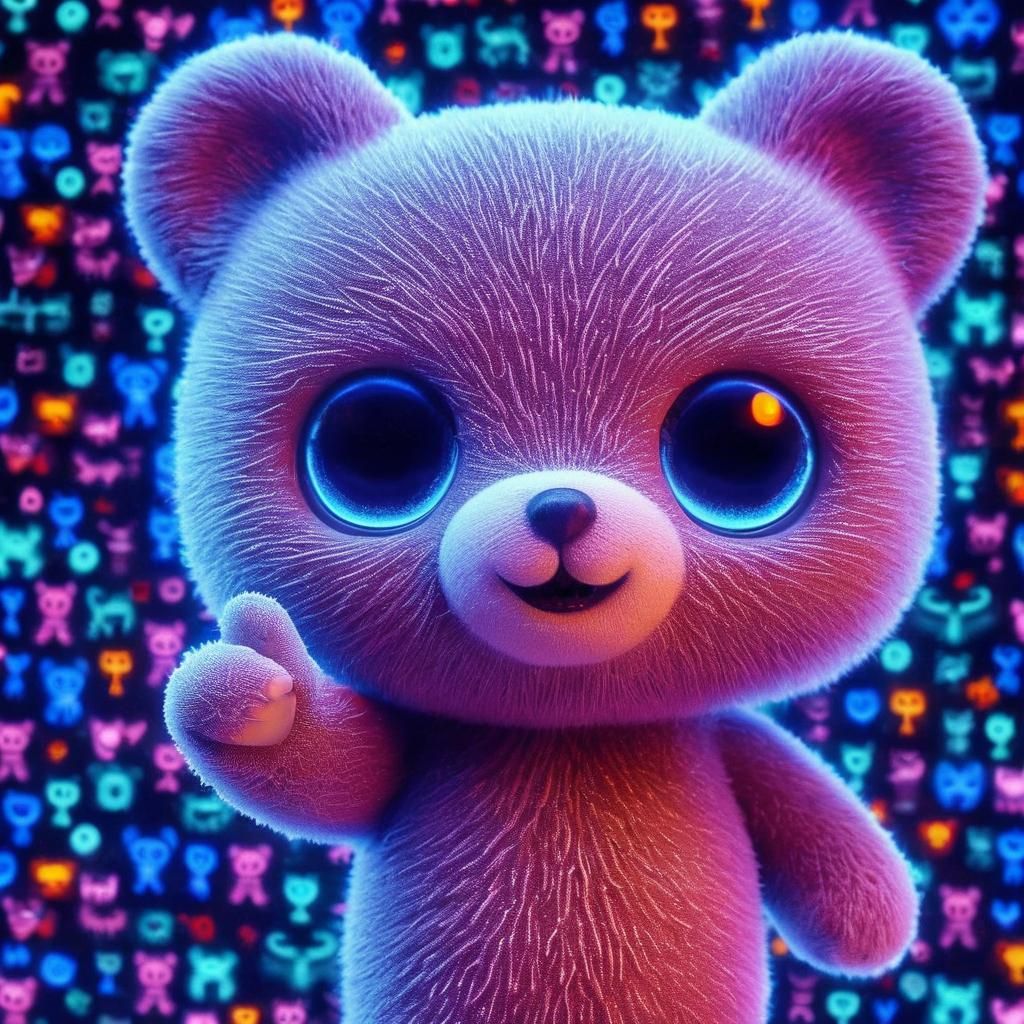 UV Blacklight Microphotograph of an Evil Chibi Imp Bear