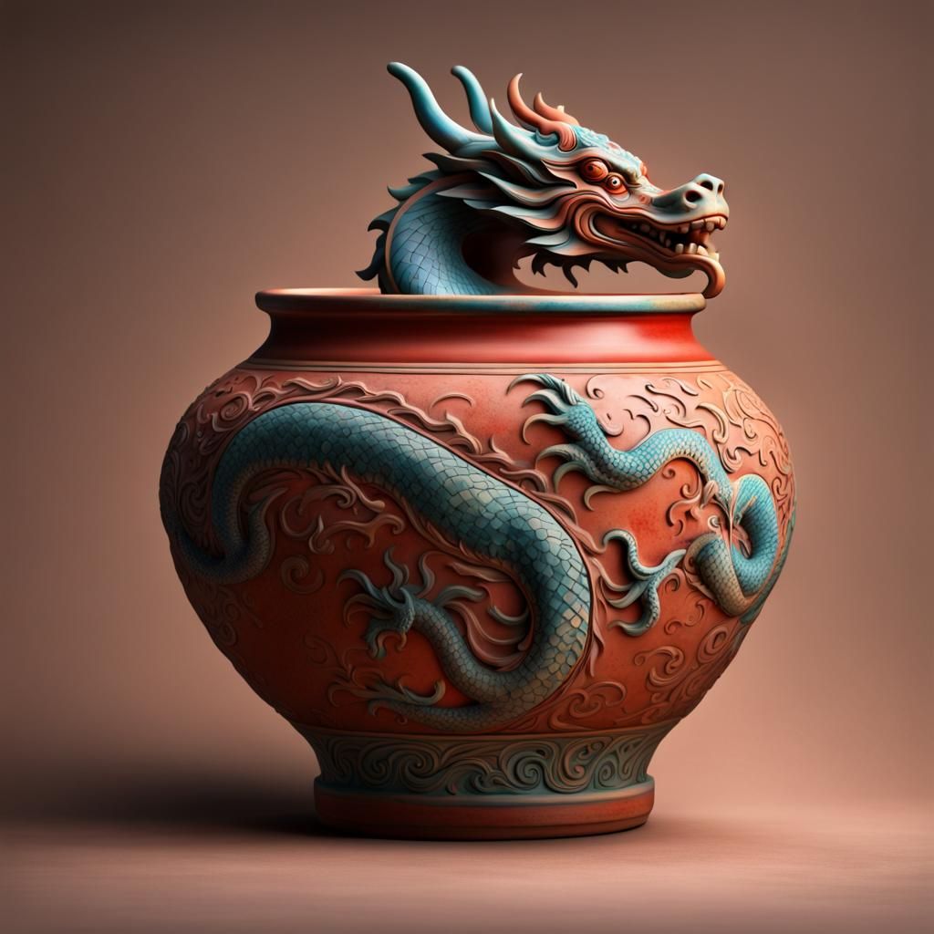 Dragon Pottery at Chinese Pawn Shop: Hyperrealistic Art