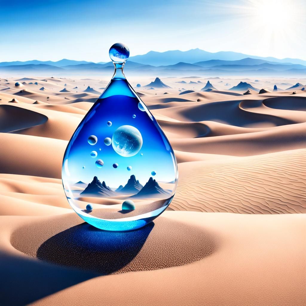 Crystal Hourglass with Blue Sand Dunes