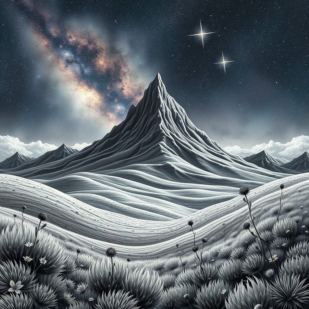 Surreal Landscape Defies Gravity in Monochromatic Hues