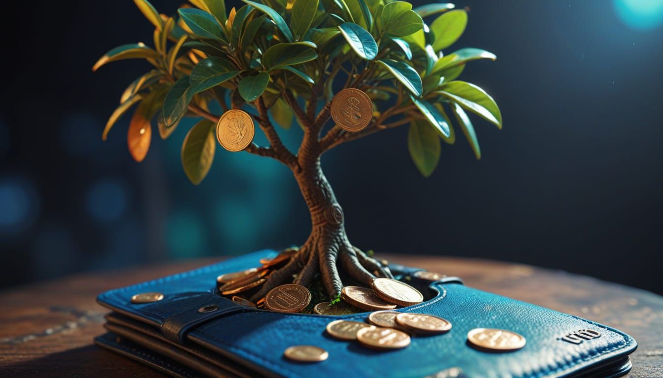 Money Tree Sprouts from Wallet: Hyper-Realistic Digital Art