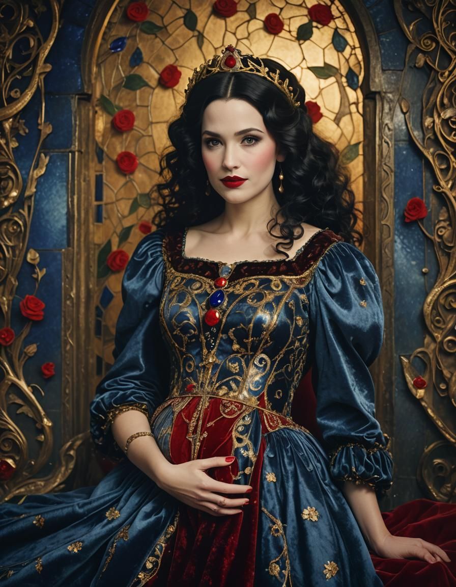 Pregnant Snow White Smiles in Klimt Style