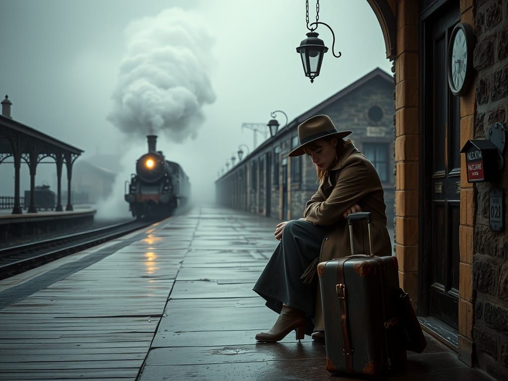 Melancholic November Landscape with Steam Train