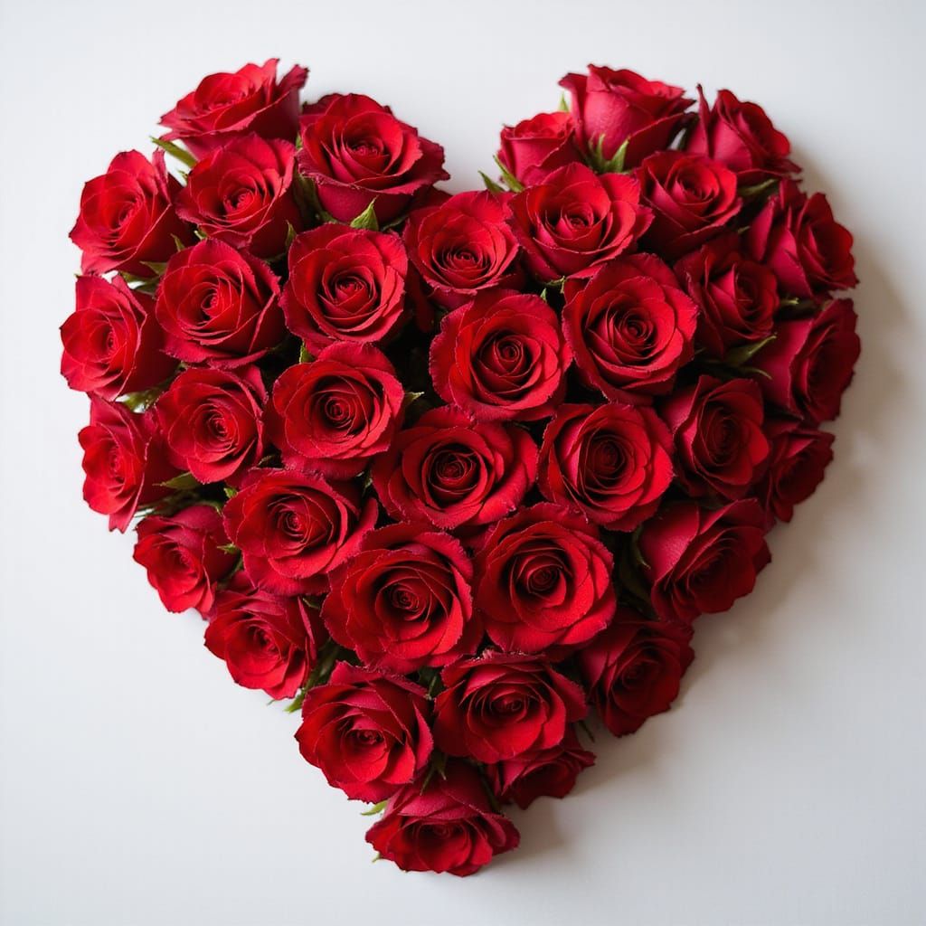 Romantic Red Rose Heart in Floral Art