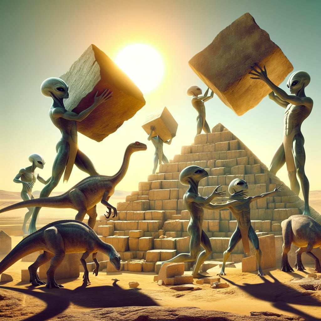 Ancient Aliens Levitate Pyramid Blocks with Dinosaurs