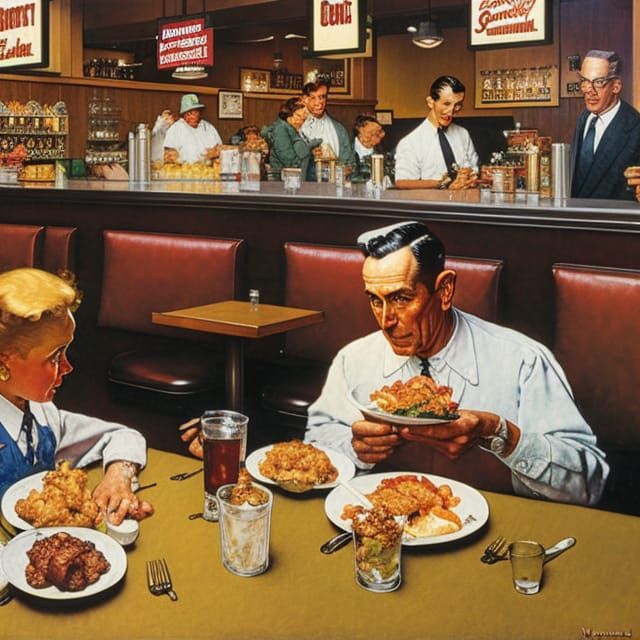 Norman Rockwell's Surburban Applebee's