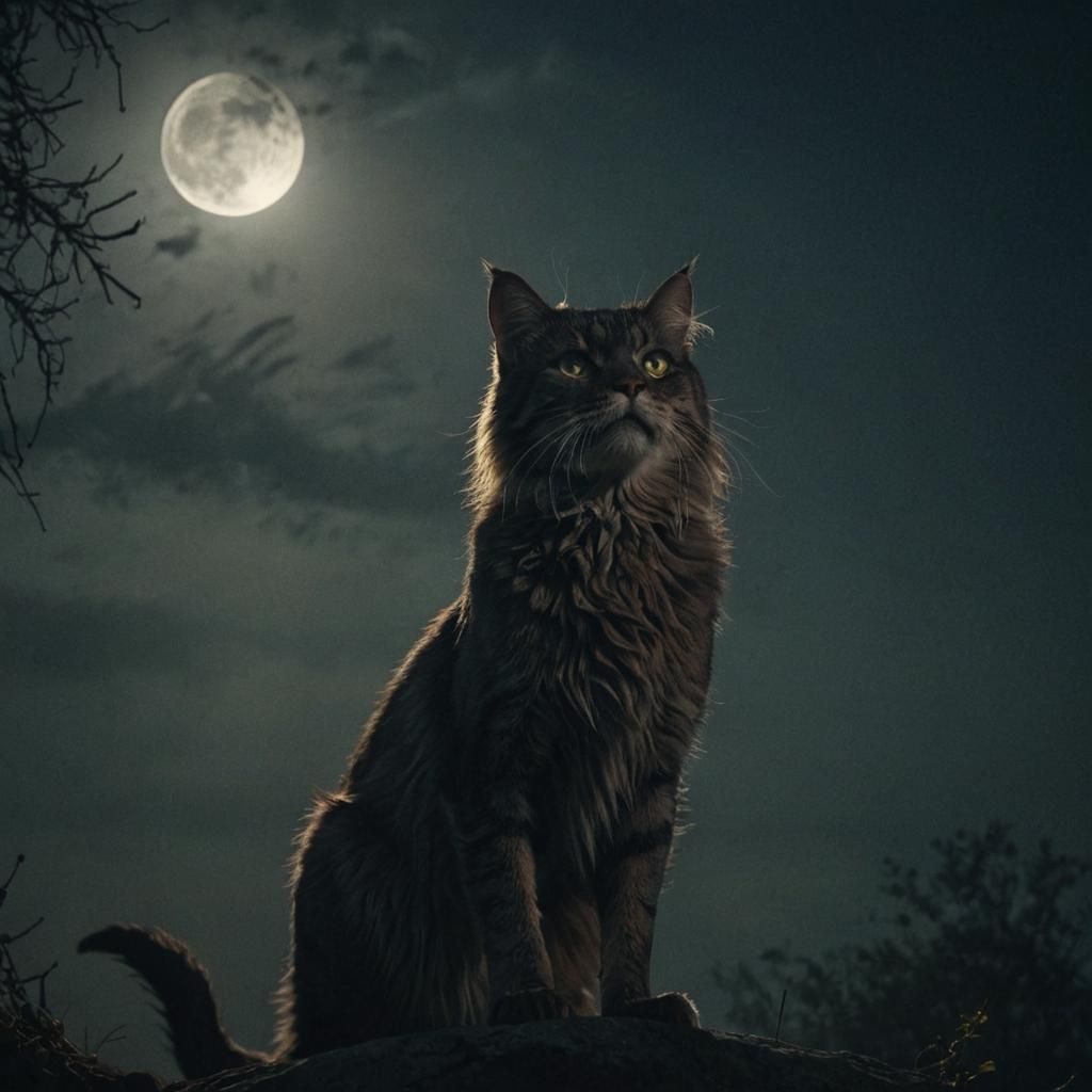 Beastly Cat Monster in Moody Film Noir Style