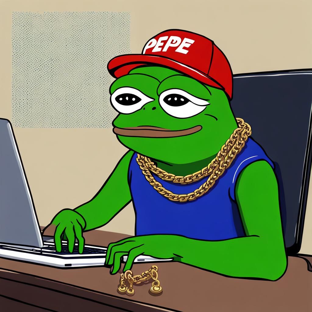 Pepe the Frog, Hacker, Coding Background, Anime Art