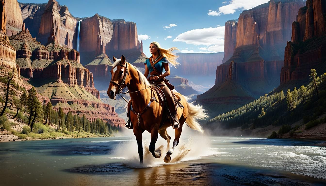 Cowgirls Cross Colorado River: Fantasy Concept Art