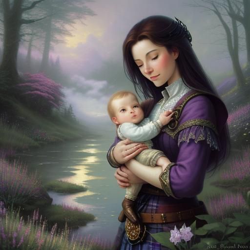 Ethereal Scottish Mother and Baby Fantasy