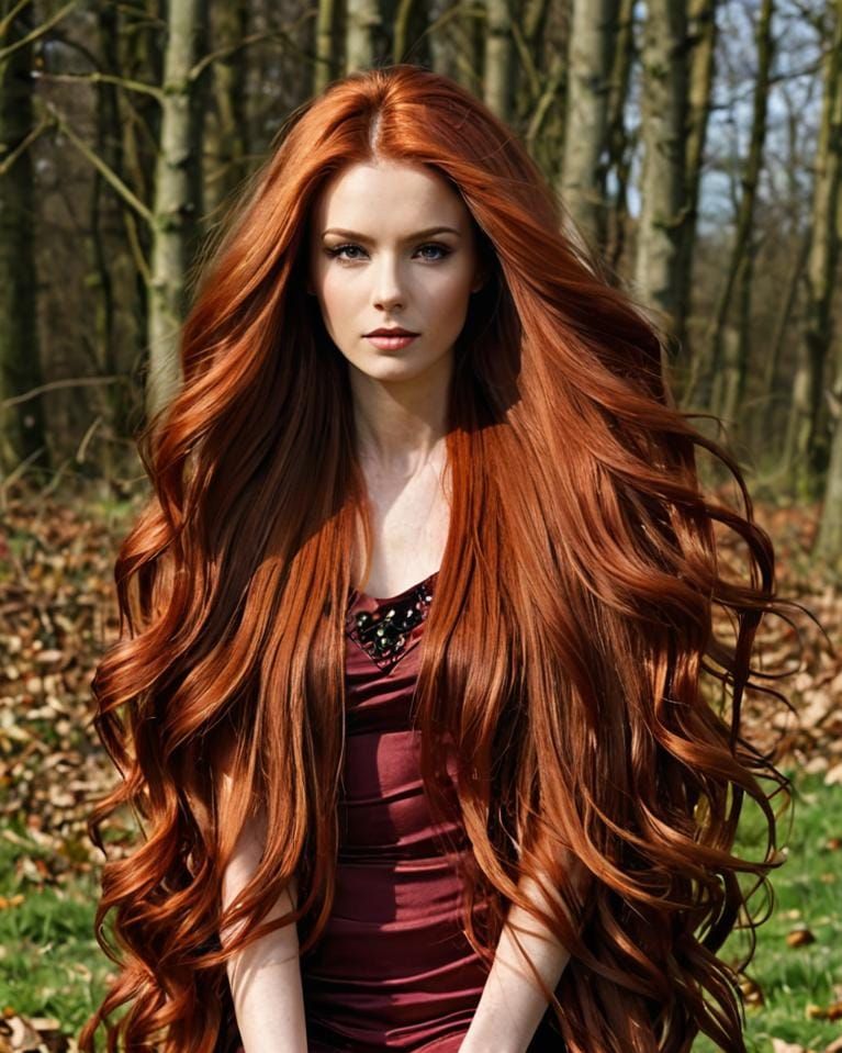 Irish Woman with Enormous Flowing Red Hair