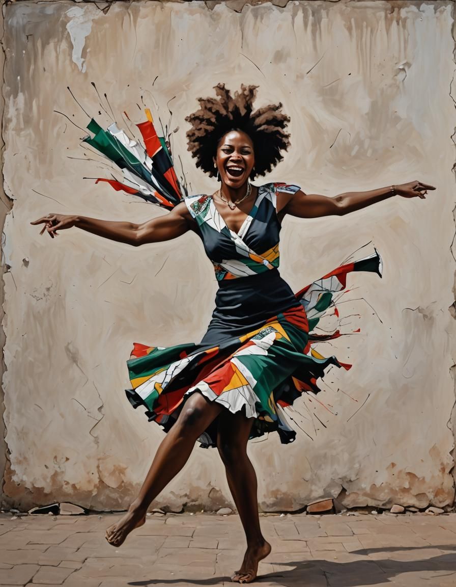 South African Woman Dances in Riopelle Style