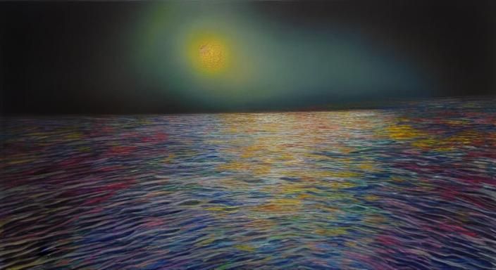 Chaotic River of Time: Hyperrealistic Pointillist Impasto