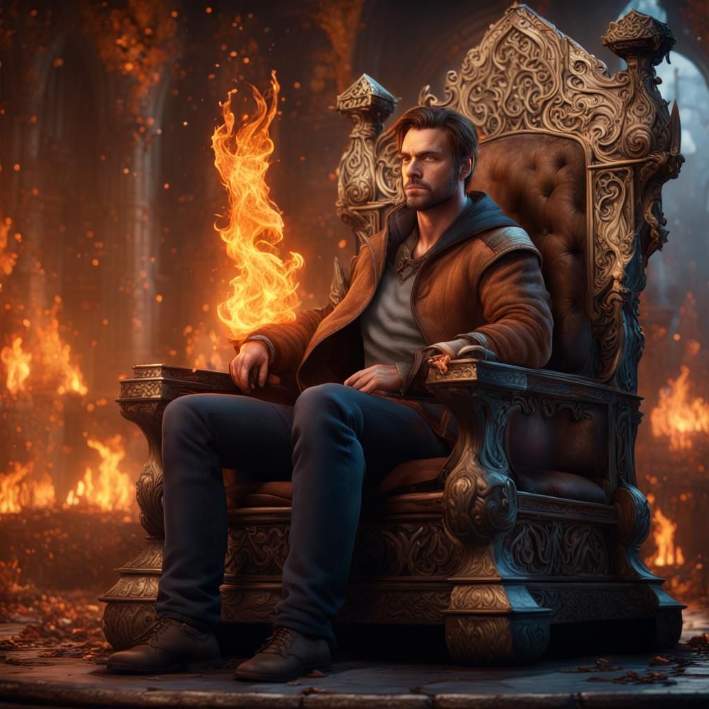 Man on Fire Throne: Fantasy Concept Art