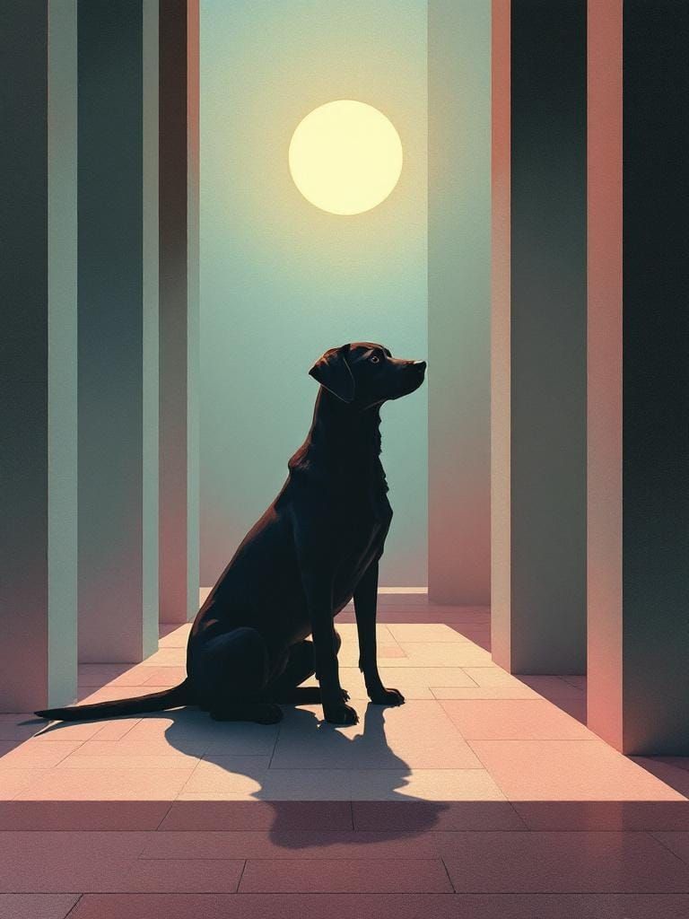 Surreal Dog in Sunlight: Geometric Precision and Atmospheric...