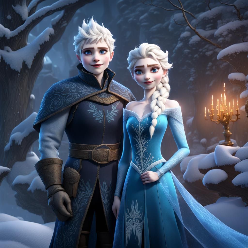 Elsa and Jack Frost: Winter Fantasy Art