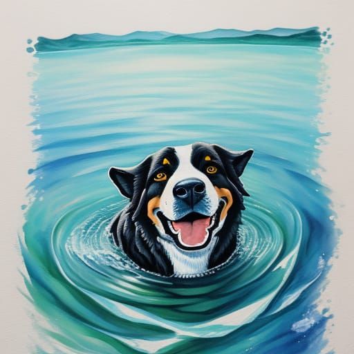 Whale in Gouache Oil Painting