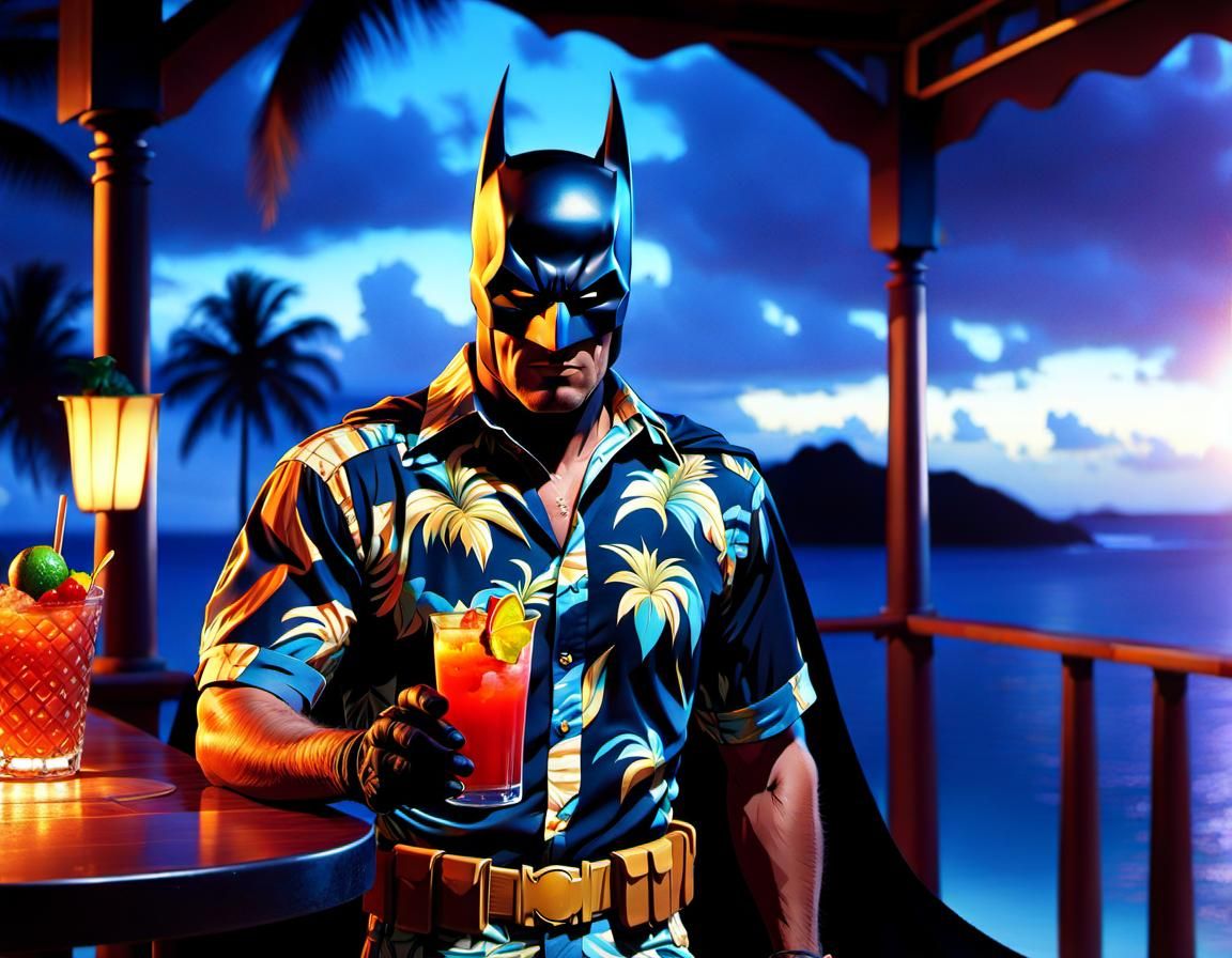 Batman on Tropical Island Vacation