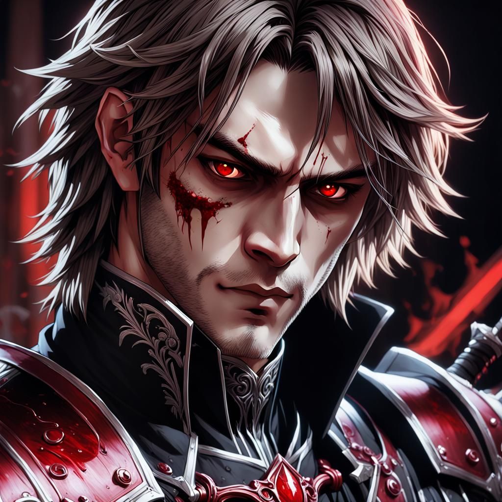 Regal Vampire Knight in Medieval Armor