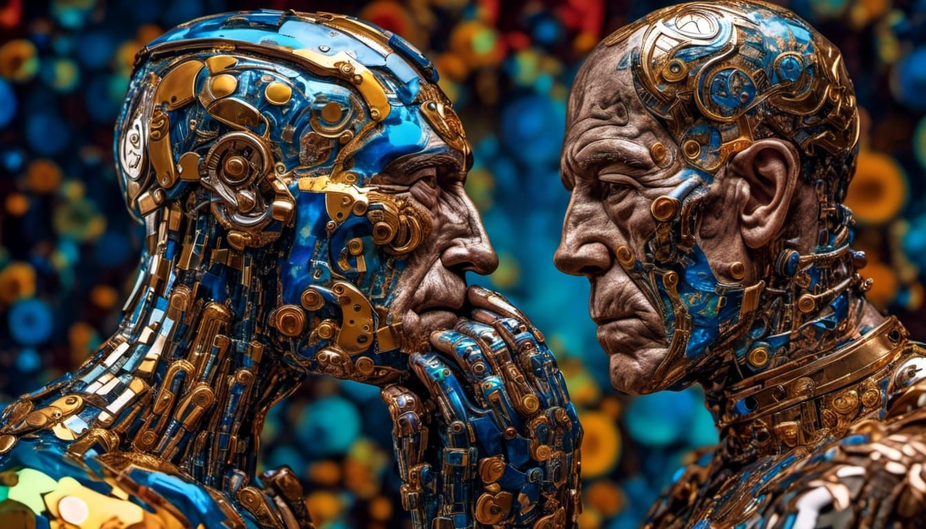 Cyborg Boxer Repaired in Klimt-Inspired Maximalist Style