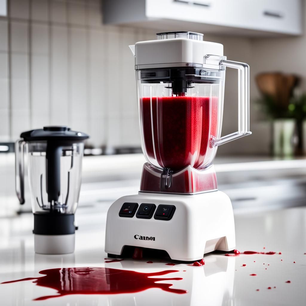 Blood-Filled Blender in a Spotless Kitchen