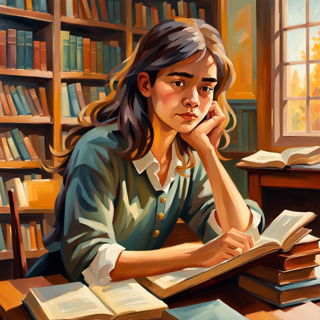 Impressionist Painting of Teacher in Classroom