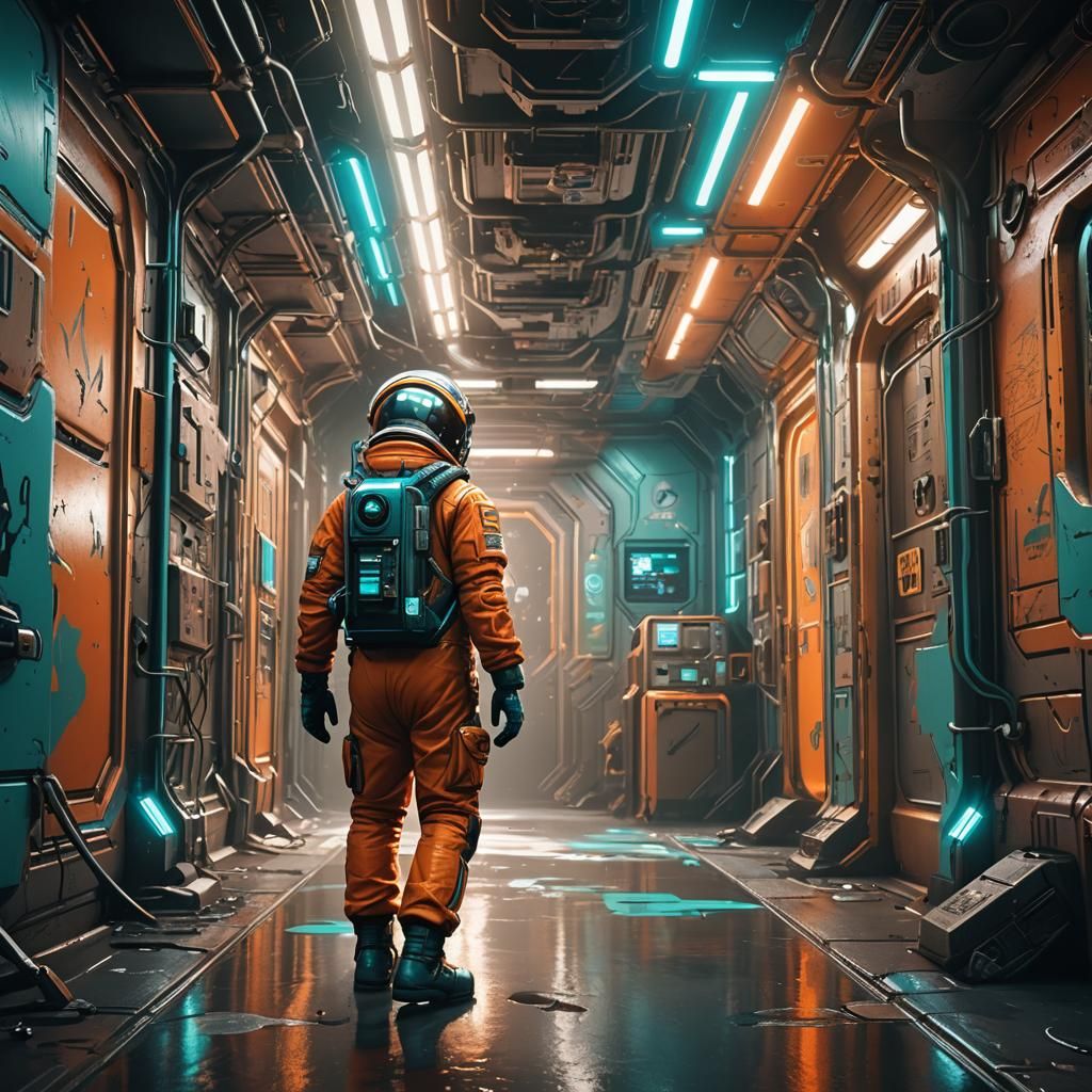 Astronaut in Graffiti Space Station: Splash Art Style