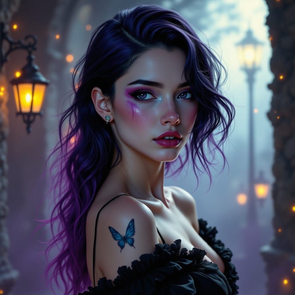 Heterochromatic Woman in Dark Fantasy Style