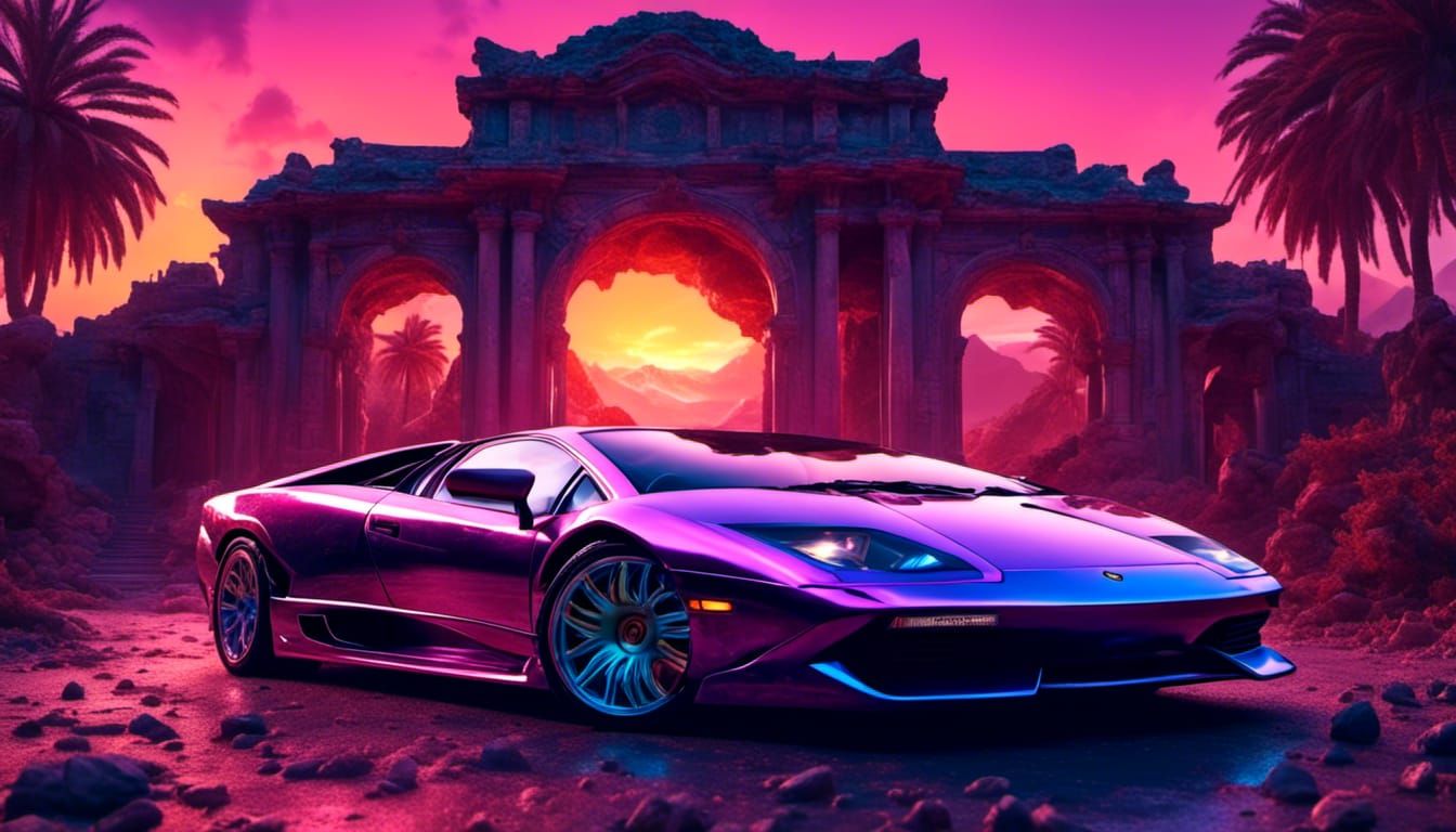 Lamborghini Diablo - Vaporwave Aesthetic