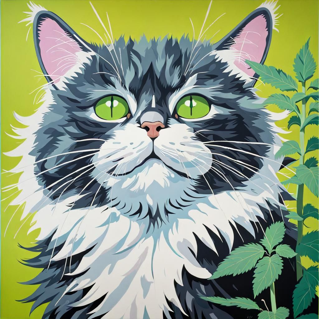 Fluffy Cat on Catnip: Pop Art by Katz, Kaufman & Kaws