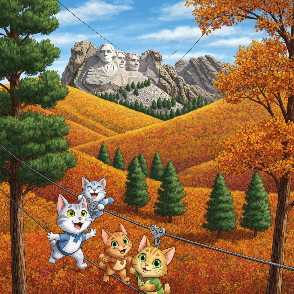Anthropomorphic Cats Ziplining in Black Hills