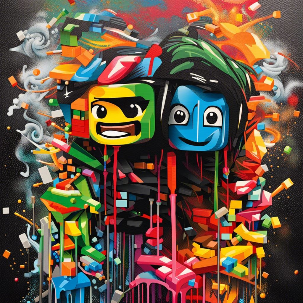 Lego Graffiti Art in Splash Art Style