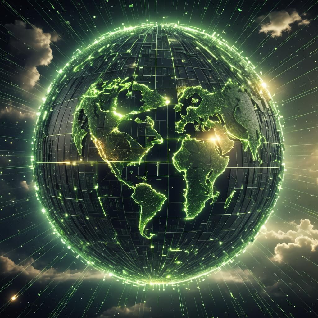 Earth as Green Matrix Network in Divine Light