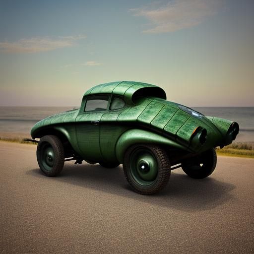 Cyborg Turtle Lizard with Vintage Car Body