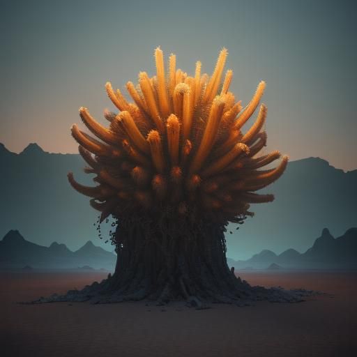 Desert Cocoon with Orange Light: Digital Art